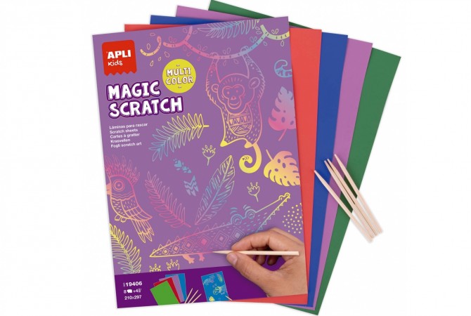 Zestaw wydrapywanek Apli Kids - Magic Scratch Colors A4